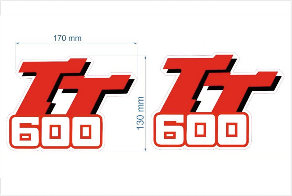 Tankaufkleber Replika Yamaha TT 600 1984 - 1992&nbsp; (1 Paar) perforiert